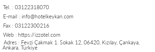Izz Otel Ankara telefon numaralar, faks, e-mail, posta adresi ve iletiim bilgileri